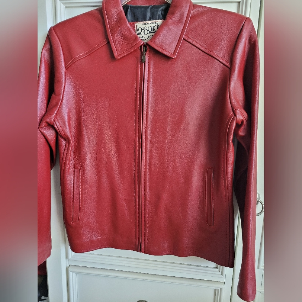 Women's Red Leather Jacket